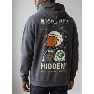 Hidden NY x Star Trak Spaceman Hoodie Charcoal Black Men's Size XL
